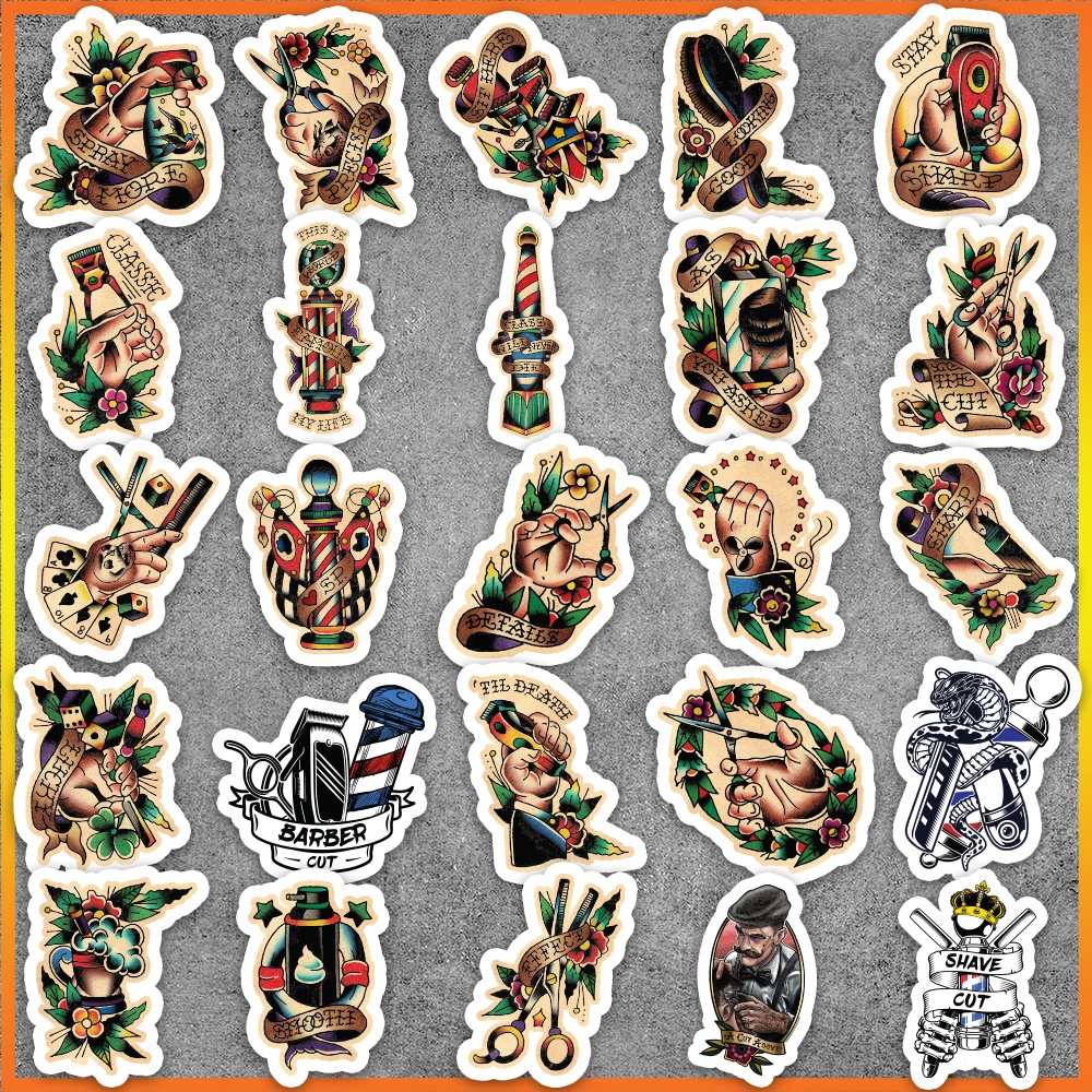 Set 50 cái Sticker Baber chống nước, hình dán Baber retro vintage dán vali, điện thoại, laptop