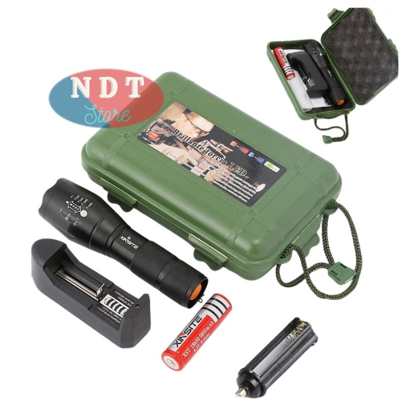 Đèn Pin Siêu Sáng T6 Cầm Tay Mini Cao Cấp Có Hộp Hợp Kim Chống Nước Kèm Sạc Siêu Tiện Dụng