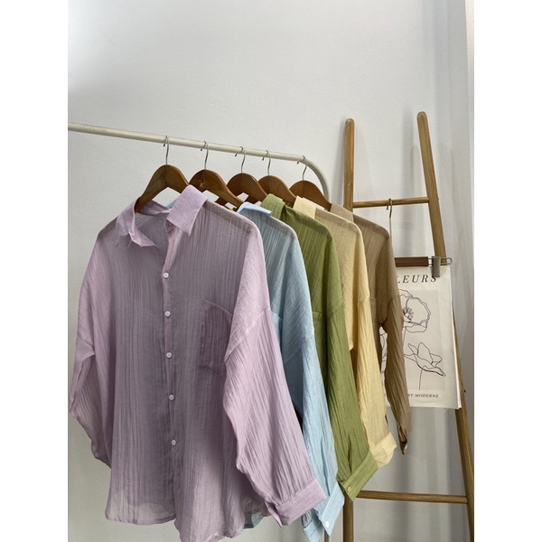 Áo Sơ mi gân vân đũi up