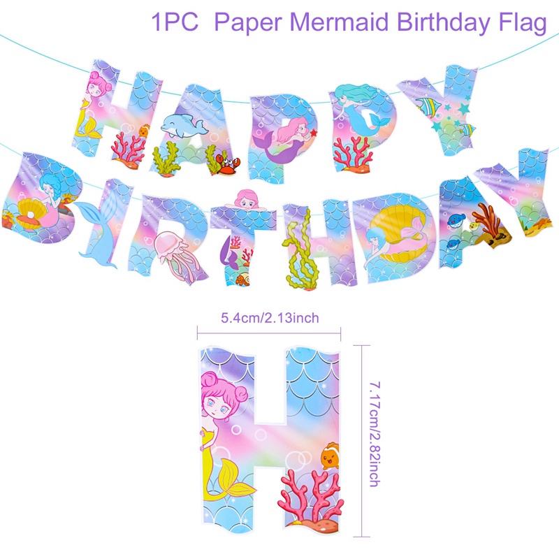 Bộ Dây Banner Trang Trí Sinh Nhật 1 Tuổi Hình Vỏ Sò/Bạch Tiên Cá Dành Cho Bé