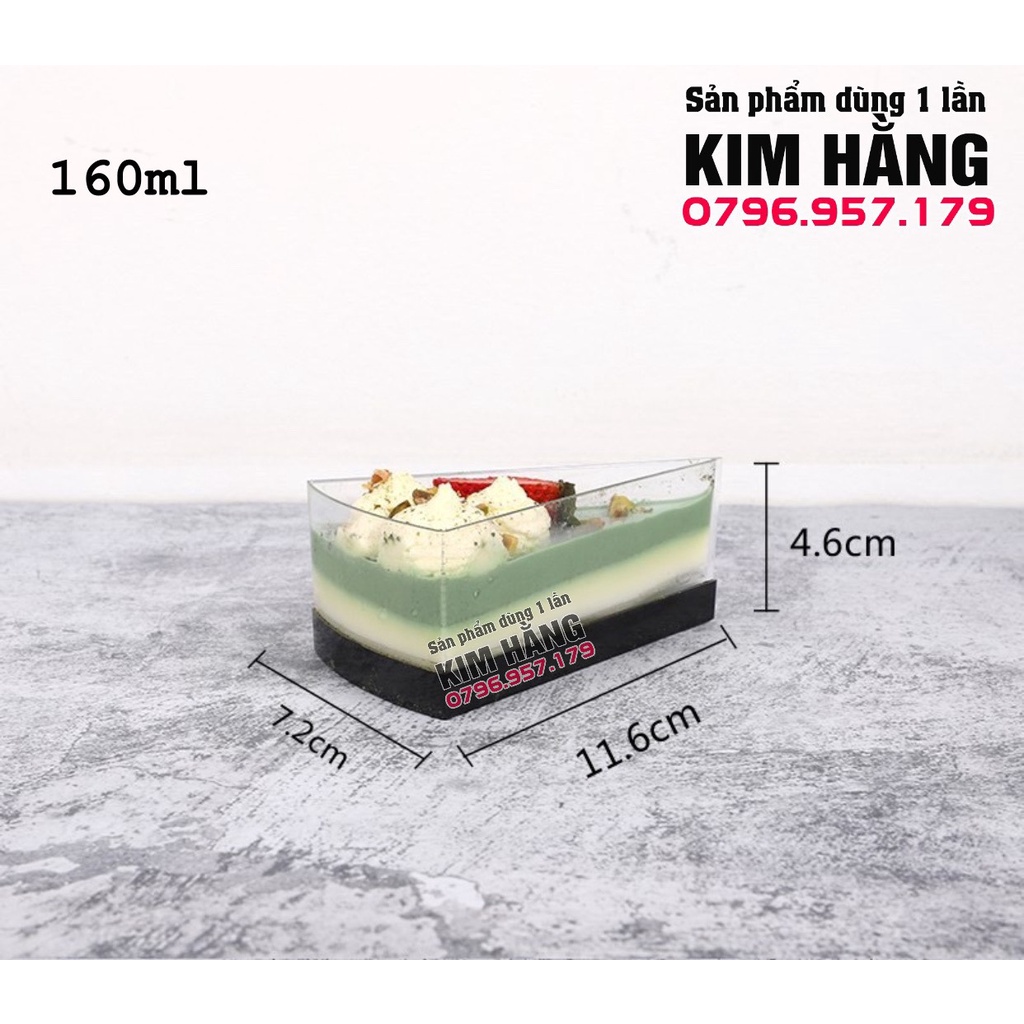 Set 50 hộp tam giác mica đựng bánh lạnh , đựng mousse  , tiramisu,  đựng sữa chua 160ml