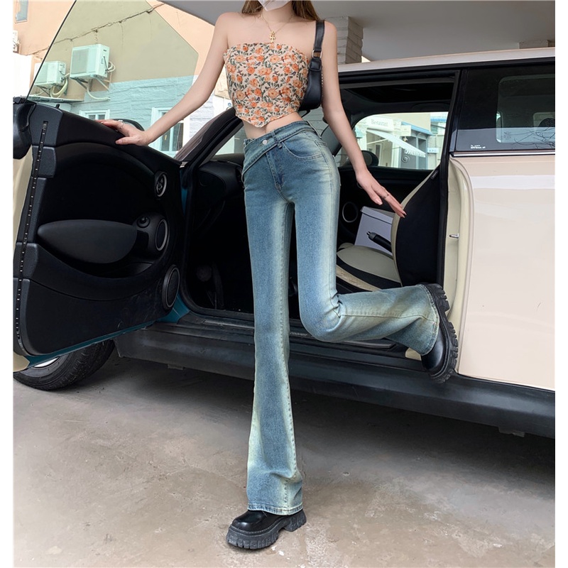 Quần Jean Nữ Lưng Cao Ống Đứng Dễ Phối Đồ Thời Trang Mùa Thu