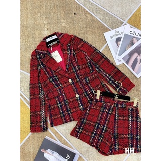 Set dạ tweed đỏ tết