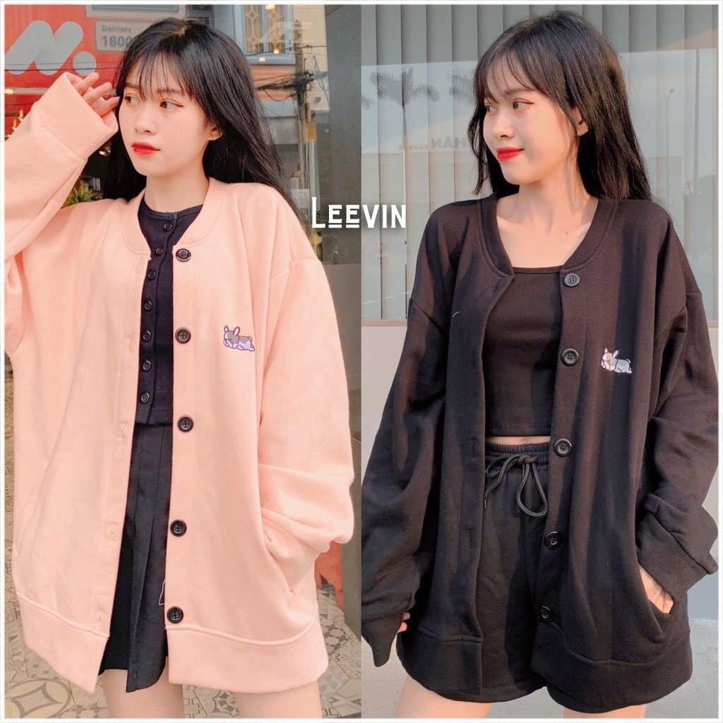 Áo khoác nữ cardigan lazy puppy nỉ bông đủ màu oversize DTL