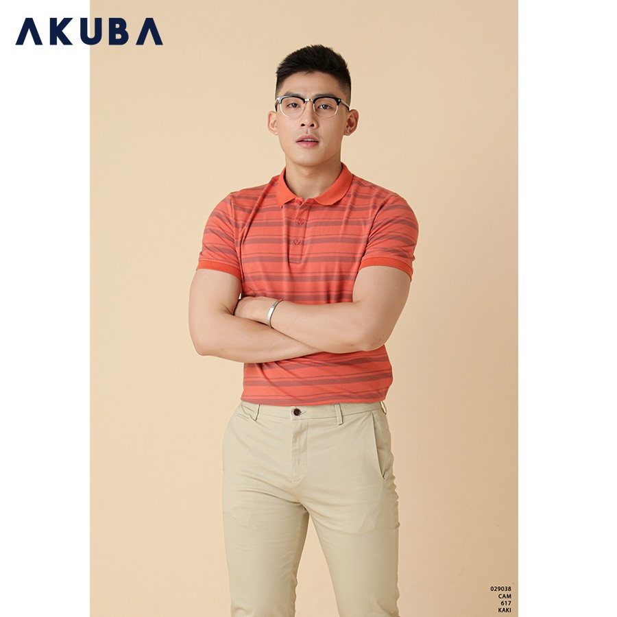 [Mã FASHIONMALLT4 giảm 15% tối đa 30K đơn 150k] Áo Thun Nam Có Cổ Polo Sọc Ngang AKUBA 029038