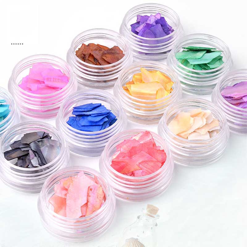 Lọ phụ kiện mảnh xà cừ vân đá trang trí móng nghệ thuật tiện dụng 12 màu lựa chọn