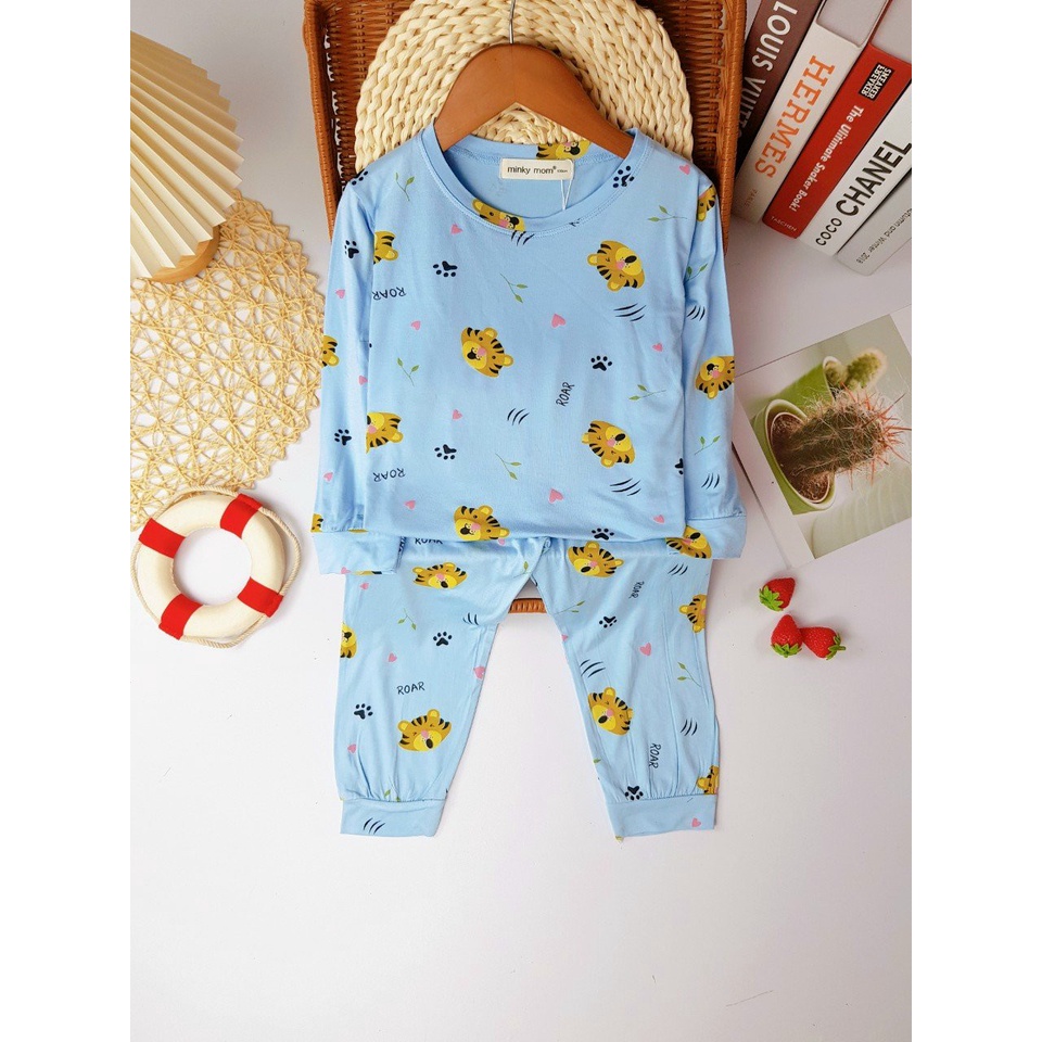 [Bé 19-32kg] Bộ dài tay thun lạnh in hình Minky Mom mềm mịn mát cho bé trai bé gái từ 19-32kg - HÀNG LOẠI 1