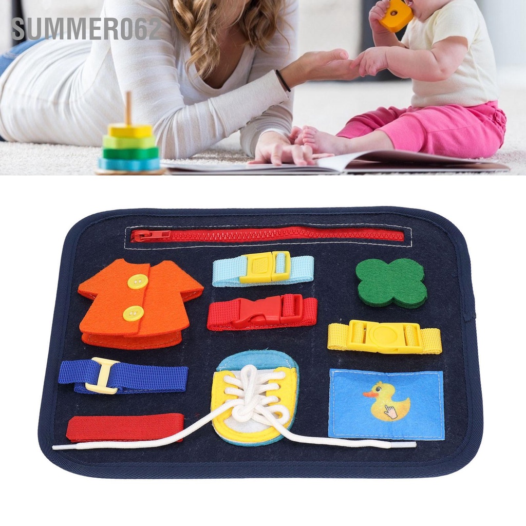 [Hàng Sẵn] Bảng vui chơi dành cho trẻ em Giáo dục sớm Giáo dục Khai sáng Đồ chơi Giáo dục Trẻ em Nút quần áo Túi nỉ【Summer062】