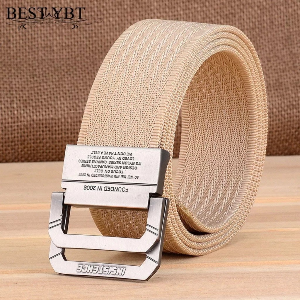 THẮT LƯNG NAM THỜI TRANG VẢI CANVAS GÀI 2 THANH KIM LOẠI THƯƠNG HIỆU ENNIU 13Y INSISTENCE