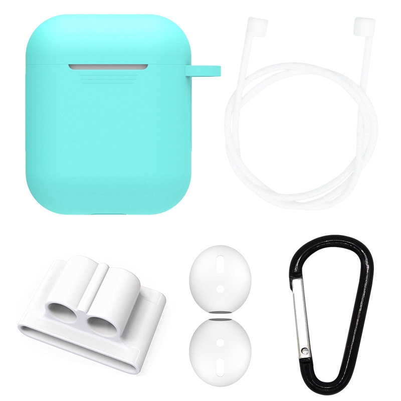 Bộ phụ kiện vỏ silicone bảo vệ chống thất lạc cho hộp sạc tai nghe AirPods | BigBuy360 - bigbuy360.vn