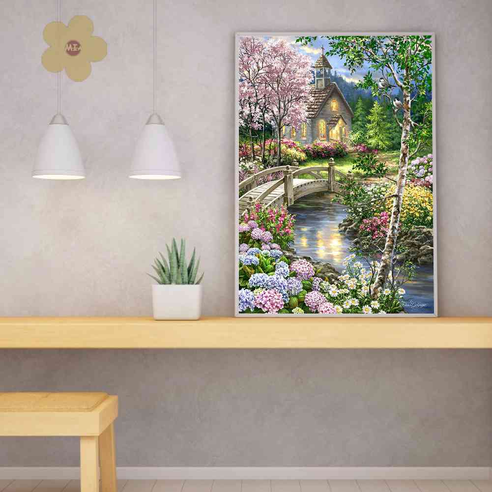Bộ Tranh Đính Đá 5D Họa Tiết Cây Cầu Độc Đáo DIY Dùng Trang Trí Nhà Cửa
