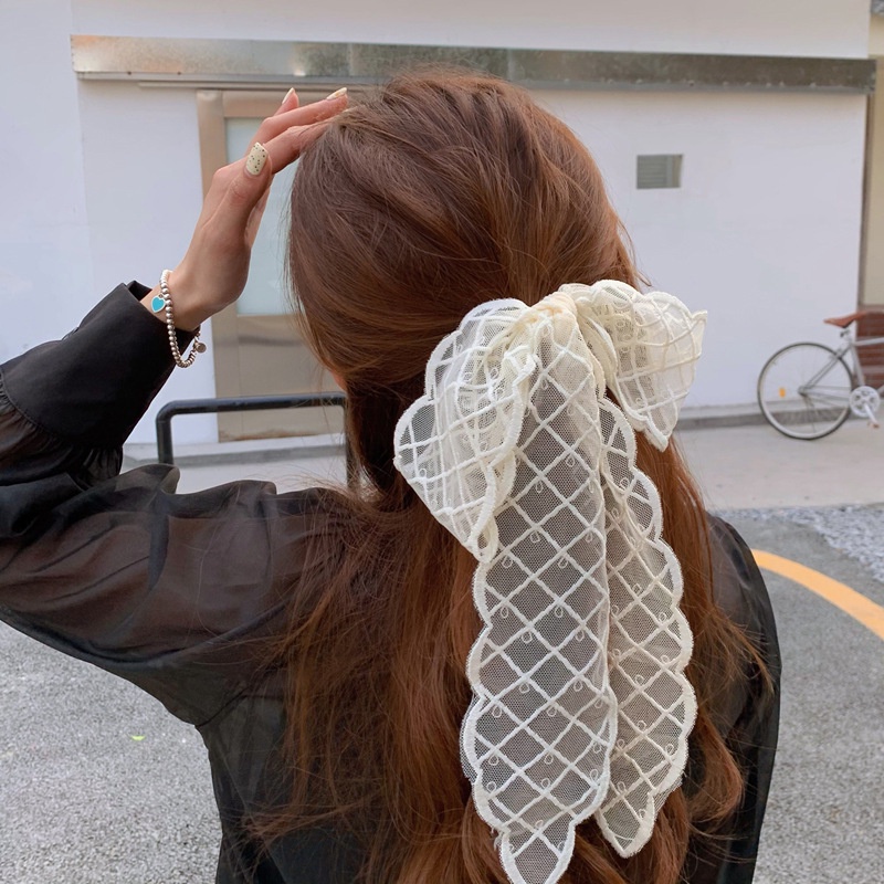 Băng Đô Cài Tóc Phối Ren Và Ngọc Trai Dễ Thương Phong Cách Hàn Quốc