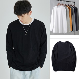 Áo phông nam tay dài unisex . Áo thun tay dài nam thu đông cổ tròn , vải cotton thiết kế trơn giữ nhiệt