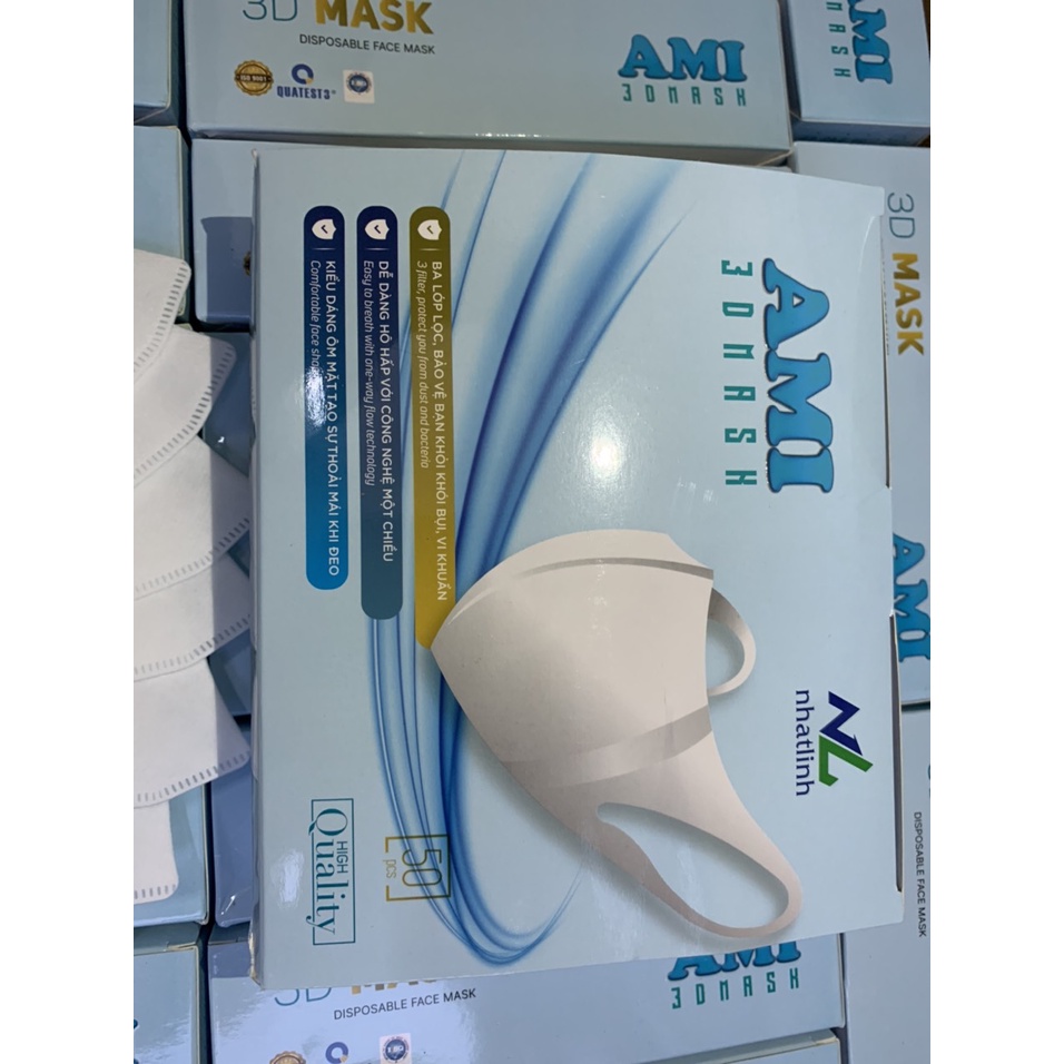 Khẩu trang y tế AMI 4 lớp kháng khuẩn hàng chính hãng hộp 50 chiếc