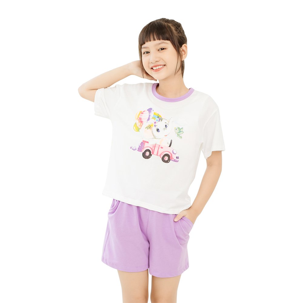 Quần áo trẻ em tay ngắn, hình in dễ thương, chất vải dày mịn thoáng mát, 18-40 kg, Kyo293 shop, K21