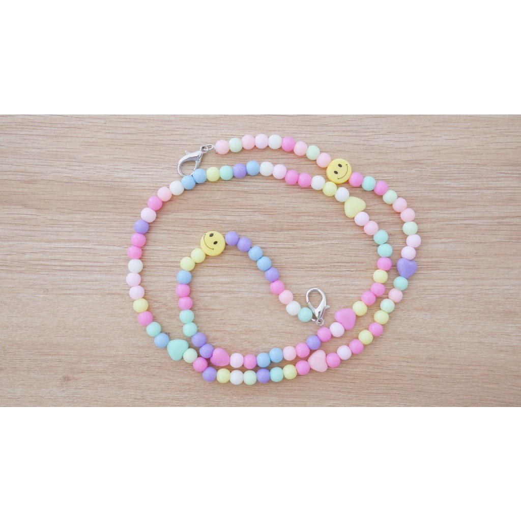 Dây đeo khẩu trang Hàn Quốc chuỗi hạt nhiều màu đính chữ, hình hoạt hình 4d, hình thú cao cấp