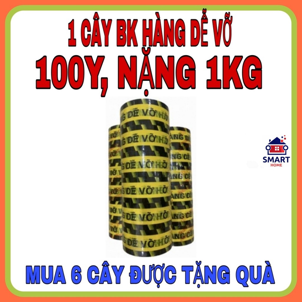 ⭐BĂNG KEO HÀNG DỄ VỠ 100 YARD, NẶNG 1KG, GỒM 6 CUỘN