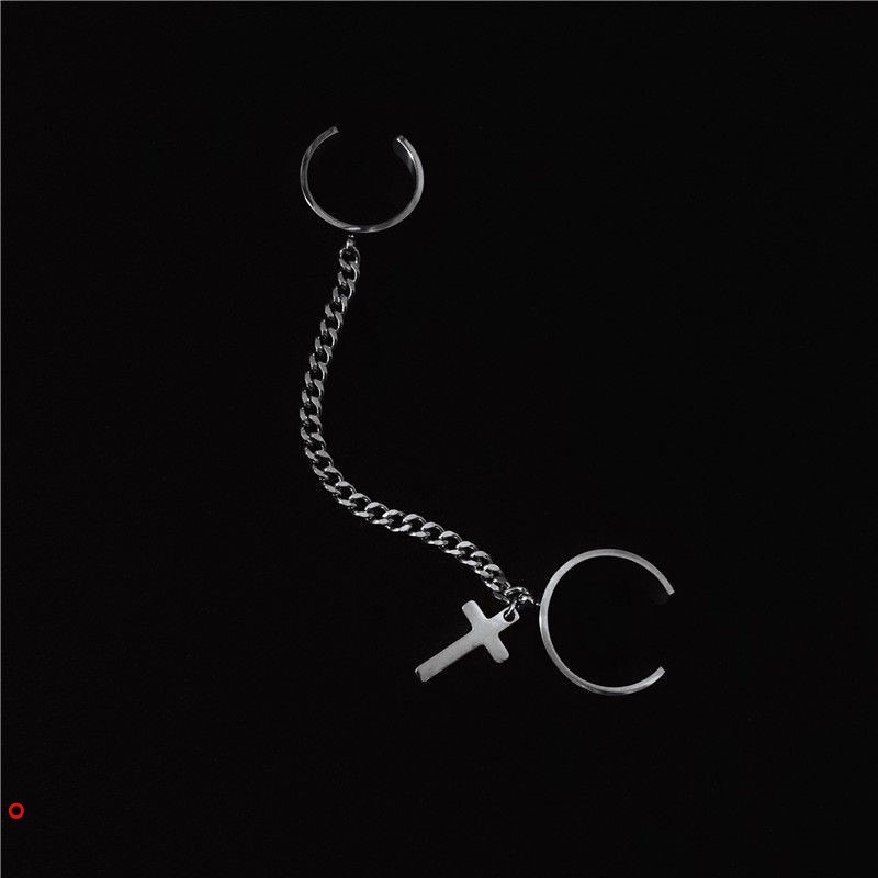 Nhẫn điều chỉnh mặt hình chữ thập phong cách punk hip hop cổ điển dành cho nam và nữ