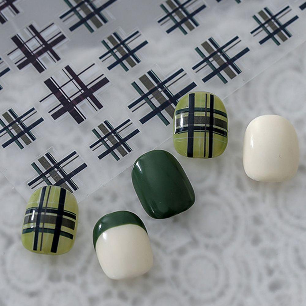 Miếng Dán Móng Tay Họa Tiết Caro / Chữ Tiếng Anh / Tuyết Thời Trang DIY