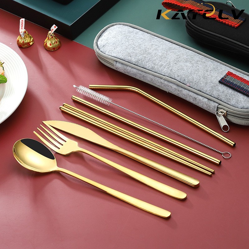 Bộ dụng cụ ăn uống KATELV bằng thép không gỉ 304 chuyên dụng