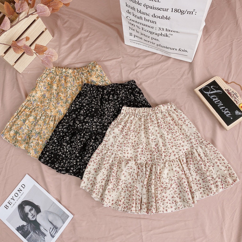 Chân Váy Hoa Nhí Vintage Hai Lớp 🐷FREESHIP🐷 Chân Váy Ngắn Phong Cách Hàn Quốc LAVUSA Chất Vải Voan Nhật CV17