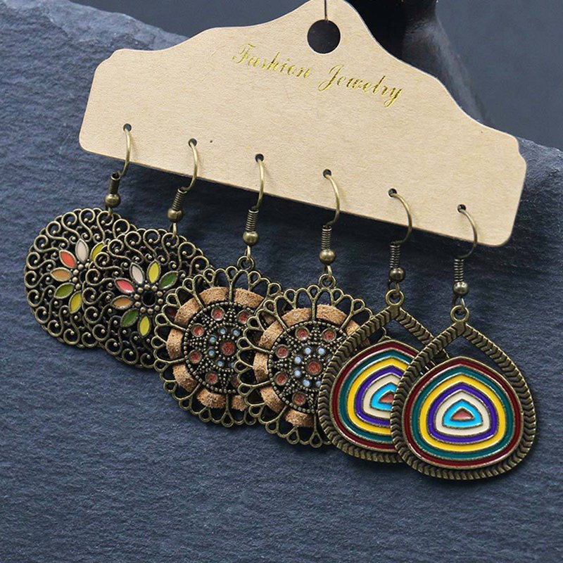 Bông tai dáng dài mặt tròn phong cách bohemian hợp thời trang