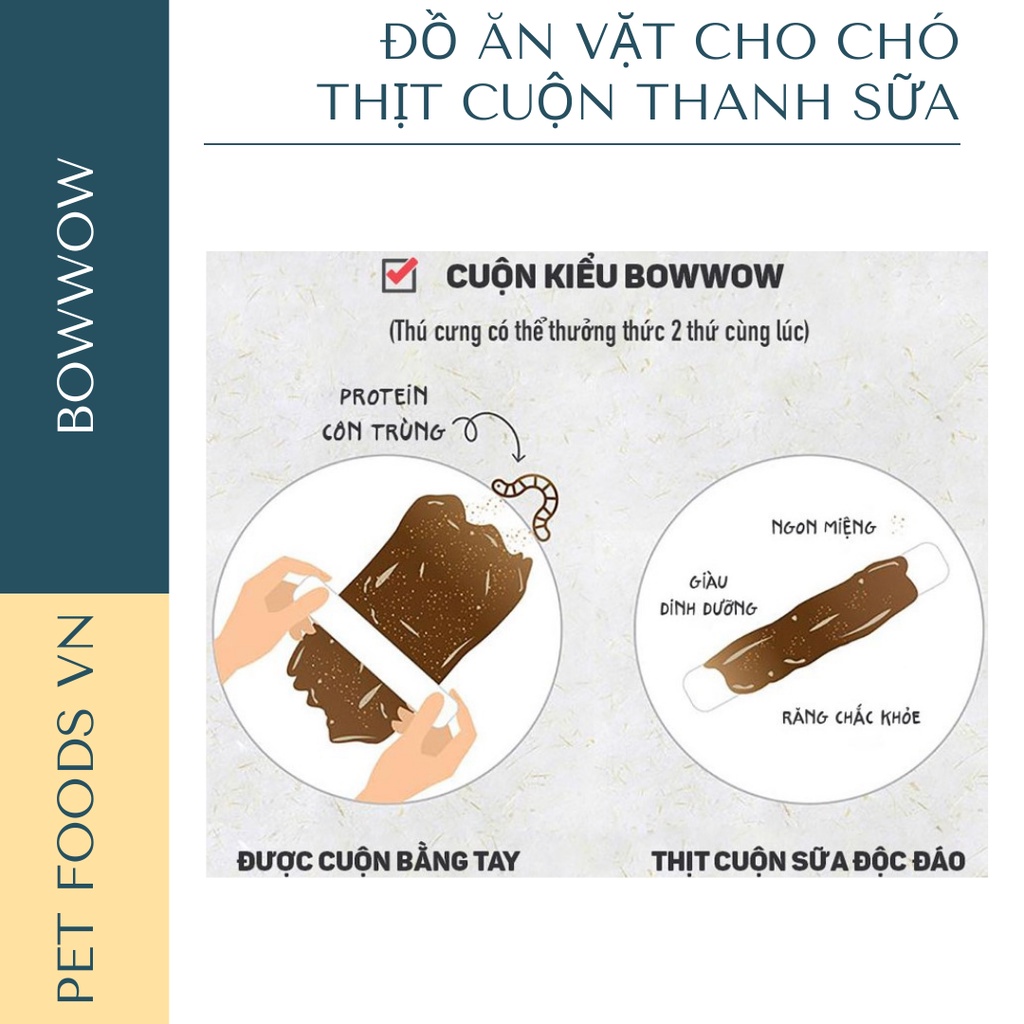 Thịt cuộn thanh sữa cho chó BOWWOW 80g