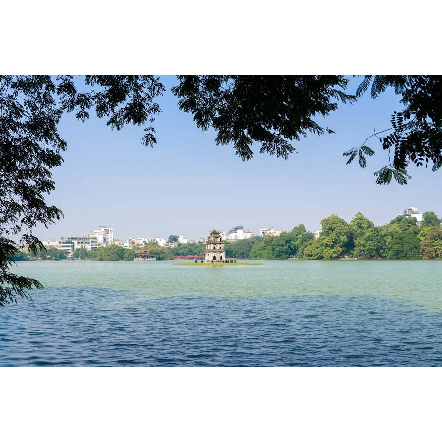 Tranh lụa 3D Dán Tường trà tranh, trà sữa phong cách địa danh nổi tiếng Hà Nội cầu Long Biên, bút tháp, tháp rùađẳng cấp