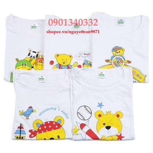 🎯KHUYẾN MÃI 99k-🎯 Set 5 áo tay ngắn cài vai trắng Bosinis cho bé 7~ 22kg
