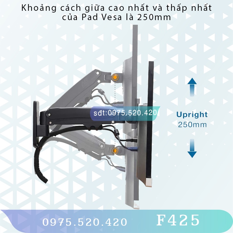 F425/ Giá Treo Màn hình gắn tường/ Tay treo/Arm màn hình gắn tường/ Lò xo thuỷ lực [Màn Hình 17&quot; - 32&quot;]