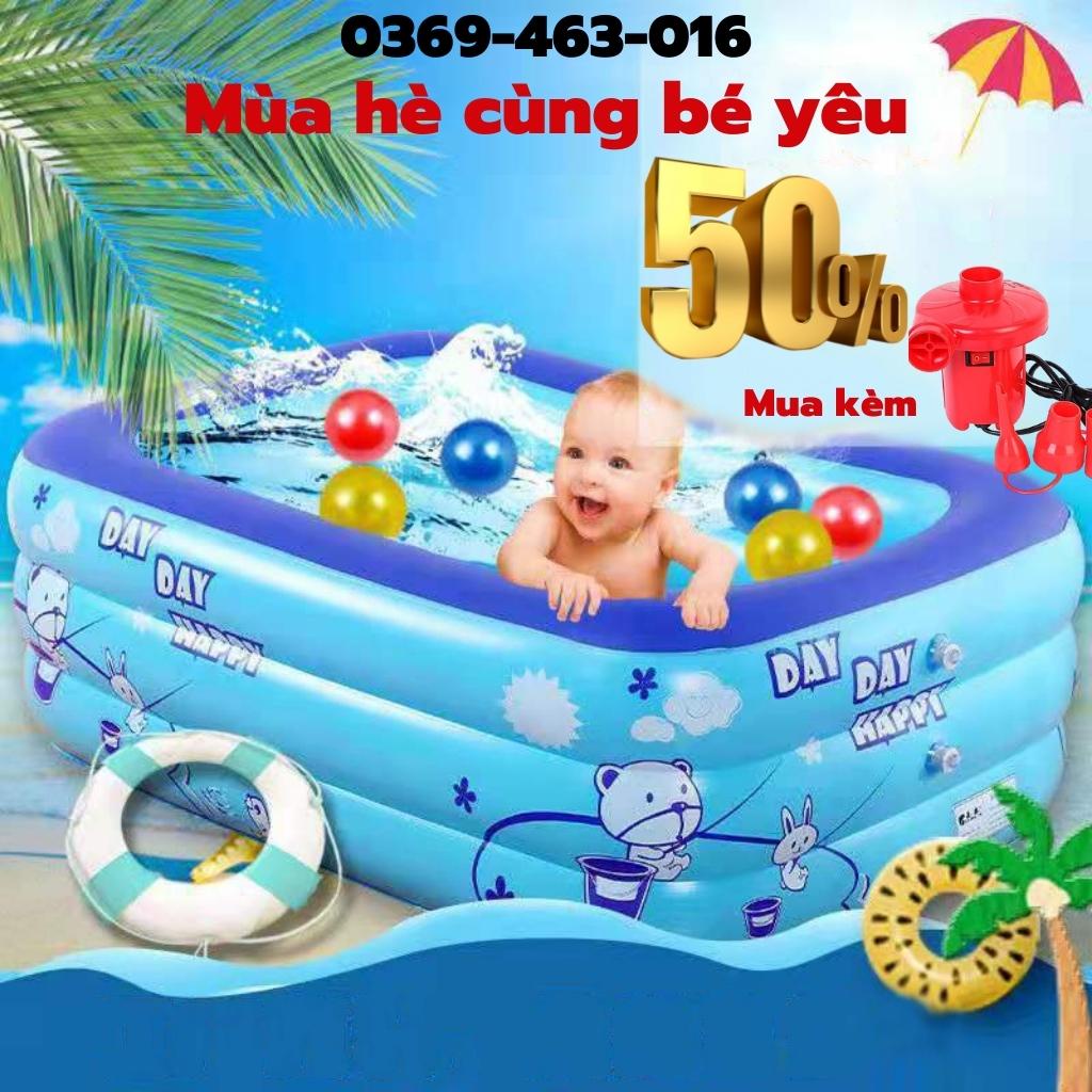 BỂ BƠI PHAO 3 TẦNG HÌNH CHỮ NHẬT DÀI 1M2-2M1 CHO BÉ VÀ GIA ĐÌNH VUI CHƠI, bể tắm bơm hơi trẻ em họa tiết siêu đẹp