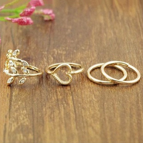 Set 4 Nhẫn Đốt Ngón Tay Nhiều Kiểu Đính Đá Phong Cách Boho