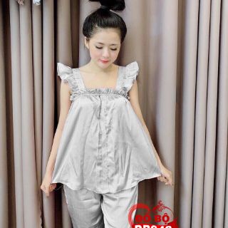 Phi bóng lửng tay bèo đính nút mặc đẹp, chất phi bóng dày dặn