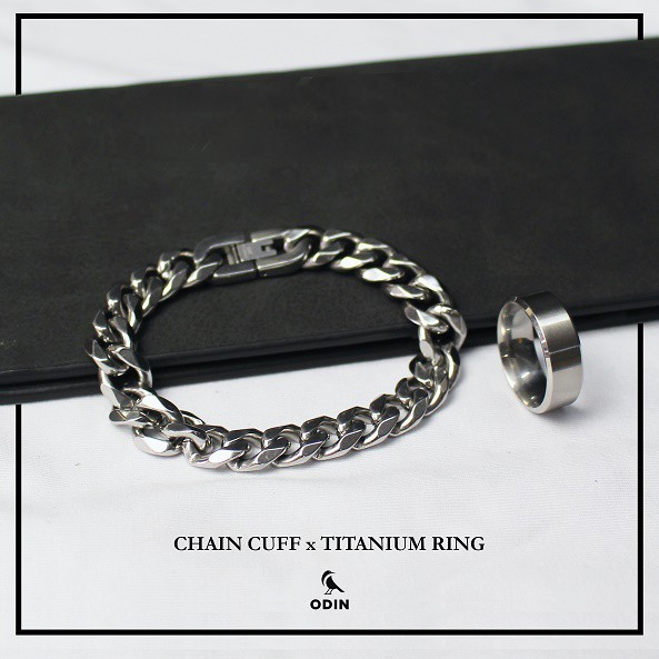 [ Sale off 40% COMBO ] Vòng tay Chain Cuban - nhẫn Minimal Titan ODINUnisex