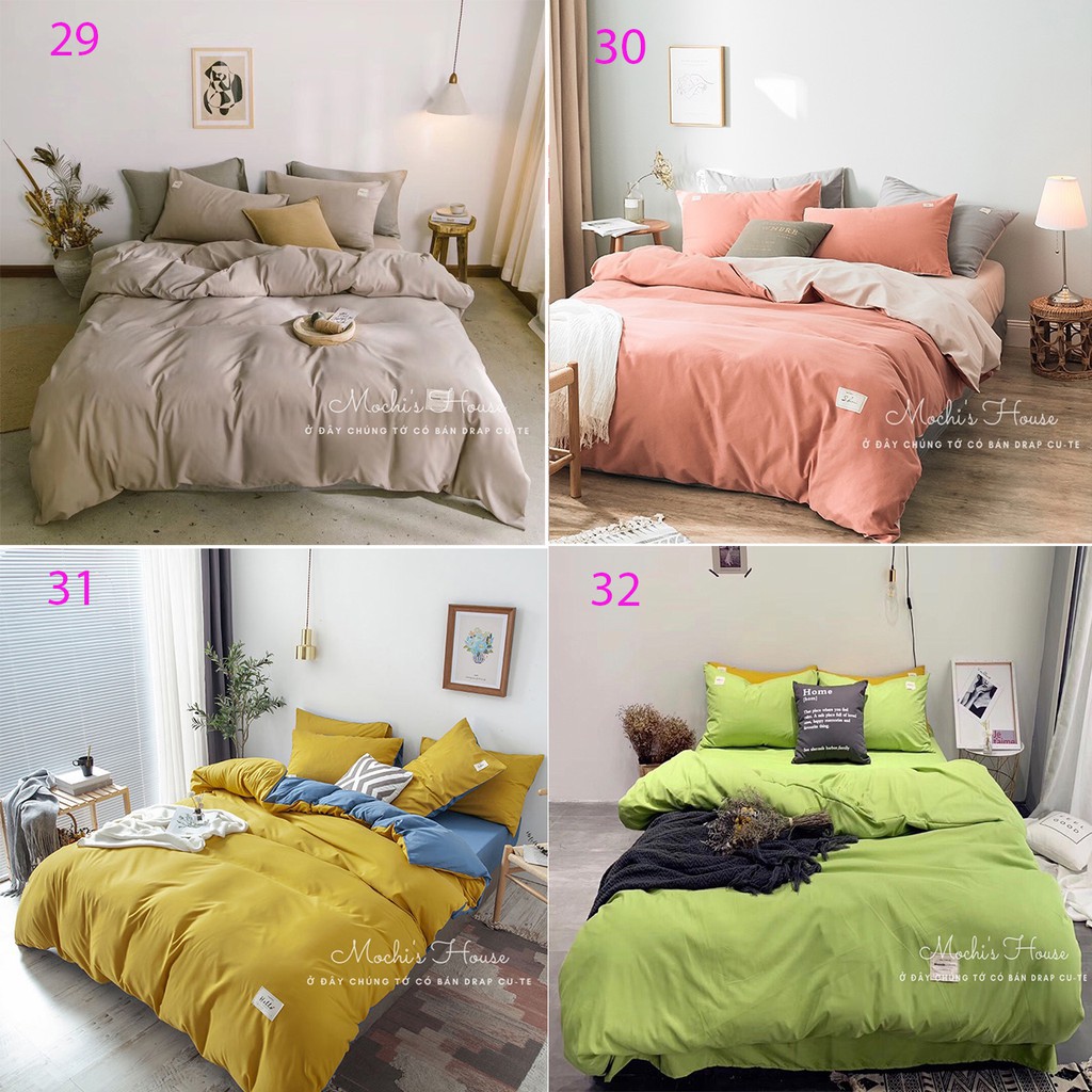 COMBO ĐỦ 4 MÓN CHĂN GA GỐI COTTON TC 1 MÀU [TH]