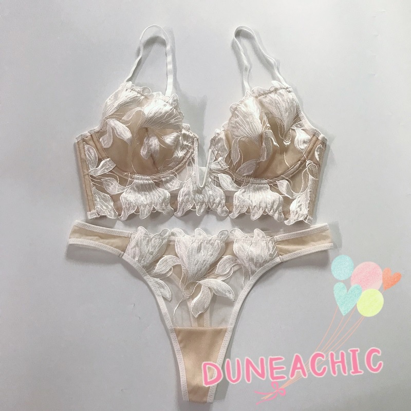 DUNEA Set Áo Ngực &amp; Quần Lót Nữ Phối Ren Quyến Rũ
