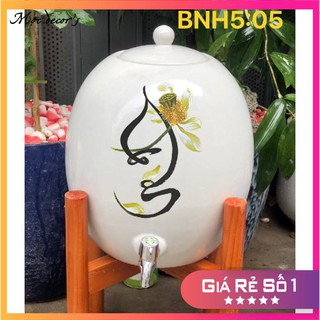 Bình nước sứ có vòi bát tràng bình đựng nước gốm sứ 3 lít