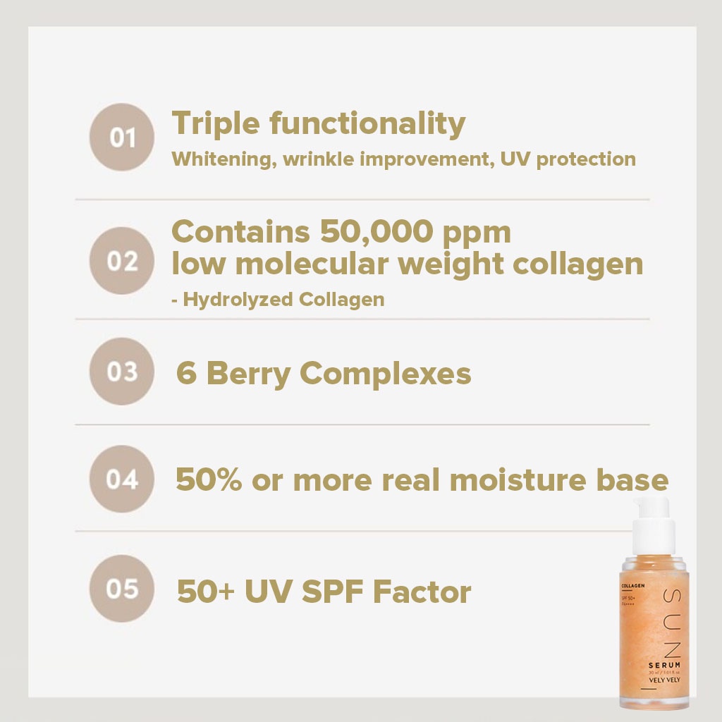 Serum chống nắng VELY VELY collagen 30ml Hàn Quốc