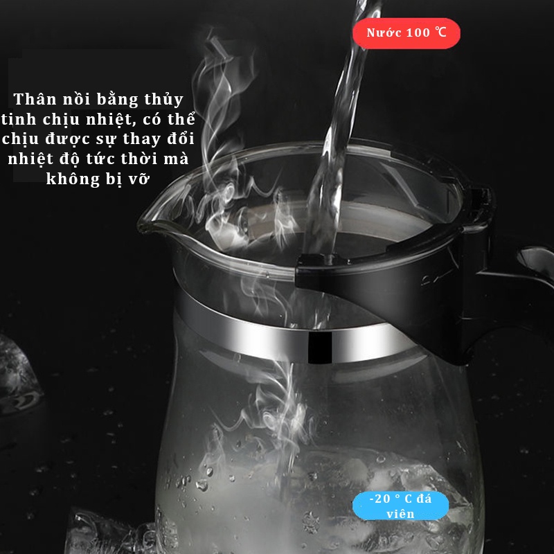 Ấm Pha Trà Thủy Tinh 500ml/750ml Bình pha trà thuỷ tinh có lõi lọc Thao tác một phím rất tiện lợi Bình Trà Thủy Tinh