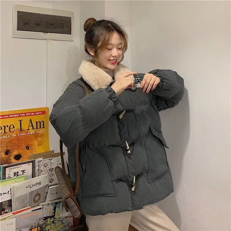 Áo khoác Cotton dáng rộng kiểu Nhật Hàn dễ thương thời trang mùa đông cho nữ