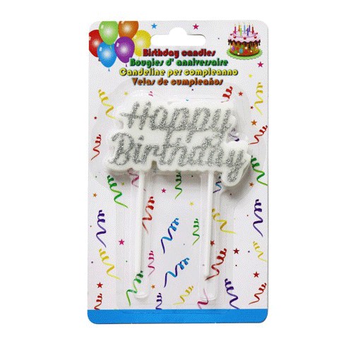 Nến Happy Birthday lấp lánh bạc Uncle Bills YA0104