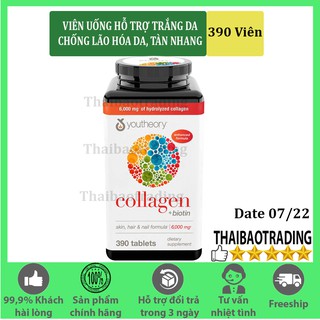 Viên uống Collagen Hỗ trợ trắng da, chống lão hóa tàn nhàng – Collagen Youtheory 390 Viên (Mẫu mới)