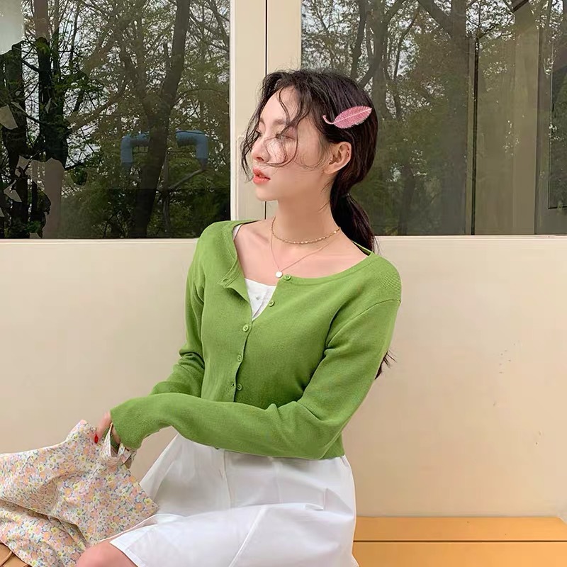 [Women Korean INS Style Simple Hair Clip] [Girls Fluorescent Leaf Shaped Bangs Hairpin][Ladies Elegant Hair Accessories]