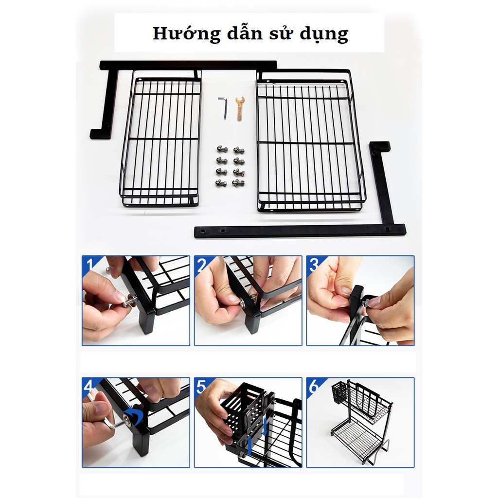 Kệ gia vị đa năng INOX phủ sơn tĩnh điện Đen 3 tầng | BigBuy360 - bigbuy360.vn