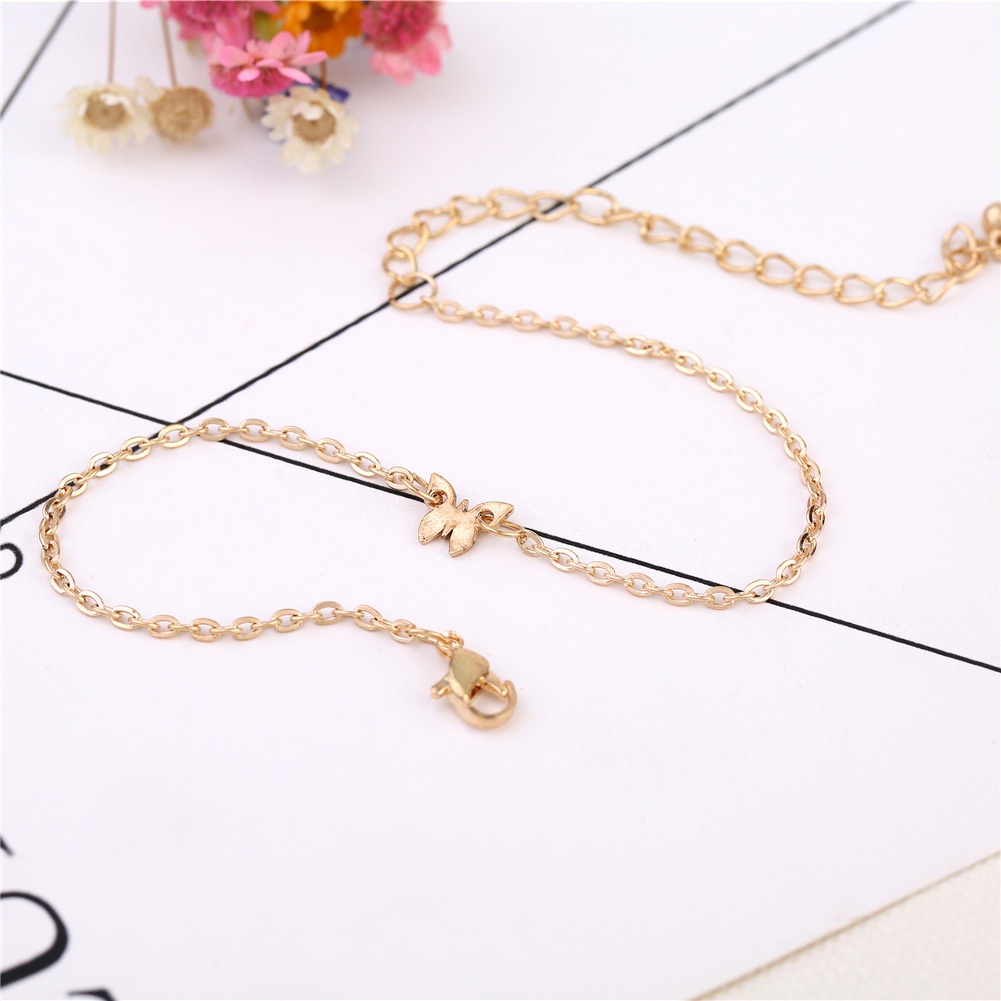 Lắc Chân Mạ Vàng Mặt Hình Bướm Nhiều Màu Sắc Đơn Giản