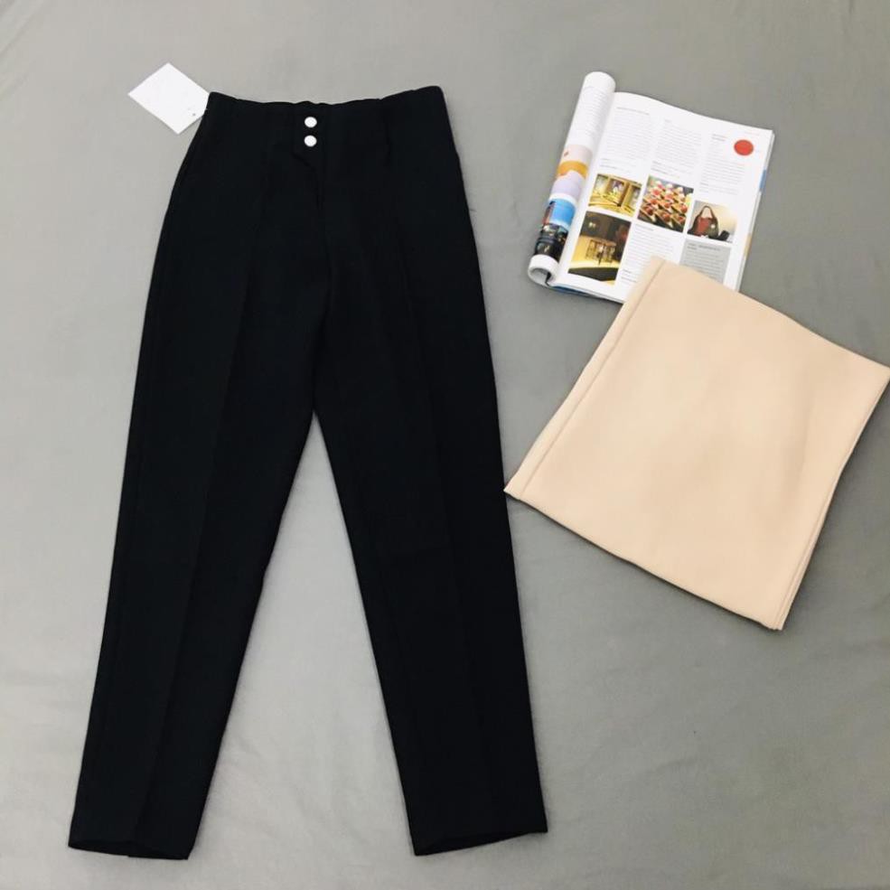 Quần baggy 2 khuy lệch chất vải cao cấp quần tây âu công sở form dáng đẹp thời trang Banamo Fashion quần baggy 8316