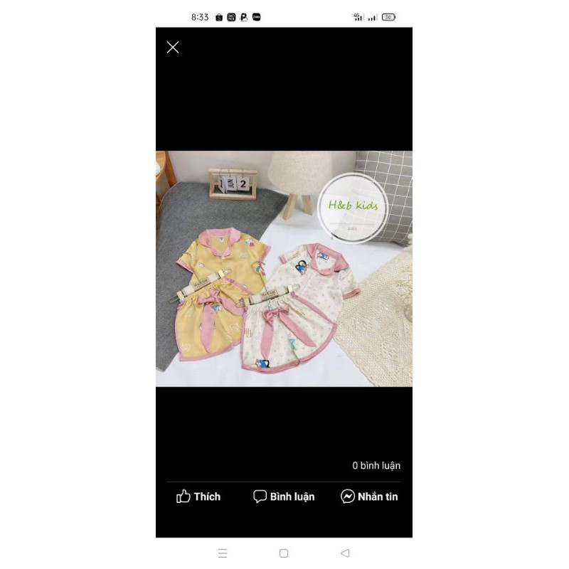 ✓8-16kg✓ Set bộ pyjama lụa cho bé gái size nhí xinh yêu