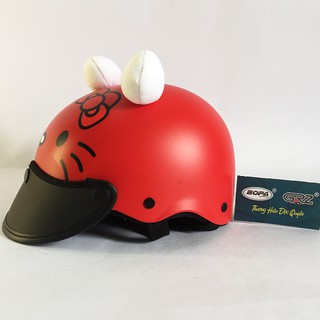 Mũ bảo hiểm cho bé hình thú kitty đỏ - BOPA GRZ