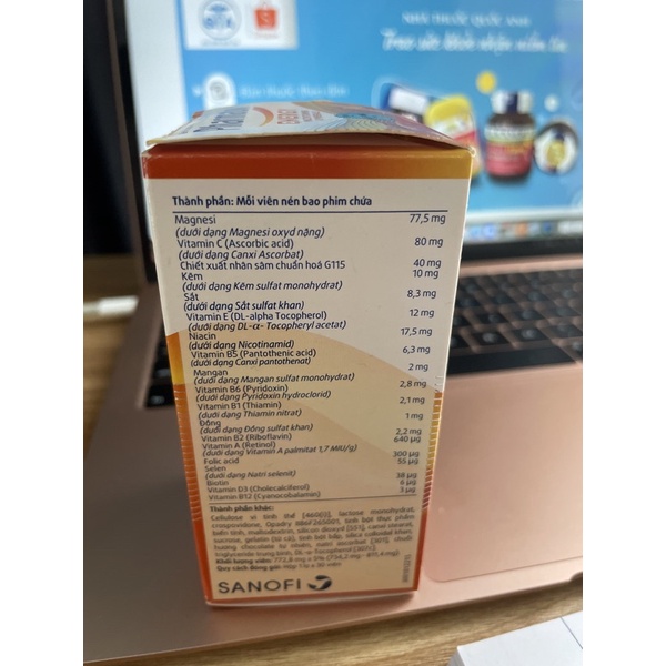 PHARMATON Energy – Bổ sung vitamin & khoáng chất với nhân sâm G115 chuẩn hóa.