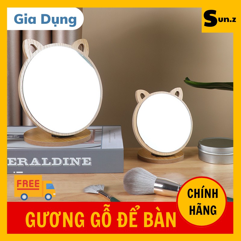 Gương Để Bàn, Gương Tai Mèo,Gương Trang Điểm Gỗ Phong Cách Hàn Quốc L3 Sun.z